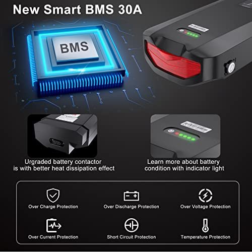 Accolmile Ebike Battery for Bike Motor : 48V 17.5Ah Rear Luggage Rack Battery with Charger & BMS, for 1000W 750W 500W Mid Hub Motor Electric Bicycle Conversion Kit