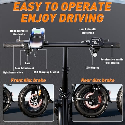 Electric Bike for Adults, City Commuter Foldable Electric Bike 50 Miles, E Bikes for Adults 1000w Motor, 3-Speed Folding Ebike Enjoy Off-Road Riding with Rearview Mirror, LCD Display - Image 3