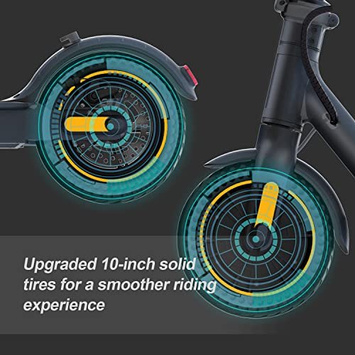 Electric Scooter 10″ Solid Tires 600W Peak Motor Up to 20Miles Range and 19Mph Speed for Adults – Portable Folding Commuting Scooter with Double Braking System and App - Image 3