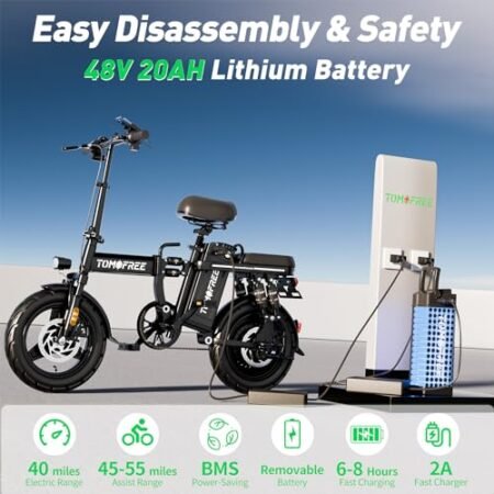 Electric Bike for Adults, 1000W/1200W/1500W Ebike, 25MPH/30MPH/32MPH E Bike, Up to 45Miles Adult Electric Bicycles with 2 Seats, Lightweight Folding Electric Bike with 10 Shock Absorption