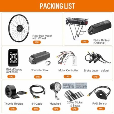 BAFANG 750W Rear Hub Motor : G0900 H640 48V Ebike Conversion Kit for 135 138 142 mm Dropout, 26″ 27.5″ 700C Bicycle Kit with Optional Battery, Display, PAS Sensor for Electric Bike Rear Wheel