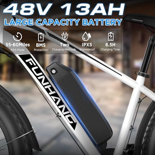Electric Bike for Adults, 750W Peak Ebike, 25MPH 60Miles Electric Mountain Bike, 26″ Fat Tire Electric Bicycle with 48V 13AH Battery, Rear Rack, Turn Signal, Lockable Suspension Fork,7 Speed - Image 5