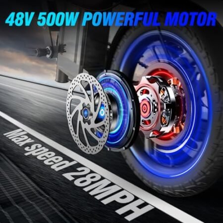 Electric Bikes for Adults,25 mph Folding Electric Bike,16″ Mini Ebike with 500W Powerful Brushless Motor and 720WH Large Capacity Removable Battery,Beach,City,Road,Commuter Ebike