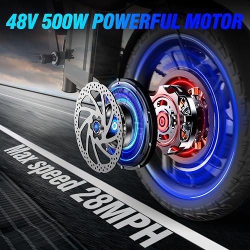 Electric Bikes for Adults,25 mph Folding Electric Bike,16″ Mini Ebike with 500W Powerful Brushless Motor and 720WH Large Capacity Removable Battery,Beach,City,Road,Commuter Ebike