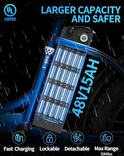 Electric Bike for Adults – 1000/1500W, 30/36 MPH, 48V 15/20Ah Removable Battery, Step-Thru Commuter Electric Bicycle with 20”/26″ Fat Tire, 7-Speed Folding Ebike, Range of 50/70 Miles - Image 6