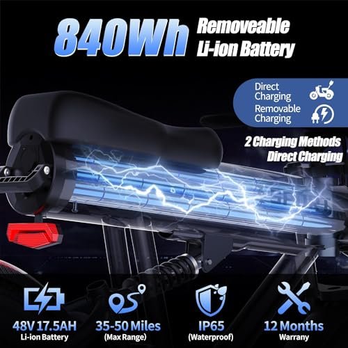 Electric Bike for Adults, 750W Motor (Peak 1000W), 48V 17.5Ah Removable Battery Ebike for Adults, 30Mph Max 55Mile Long Range Electric Bicycle for Commuting, Outdoors, Travel, Shopping - Image 3