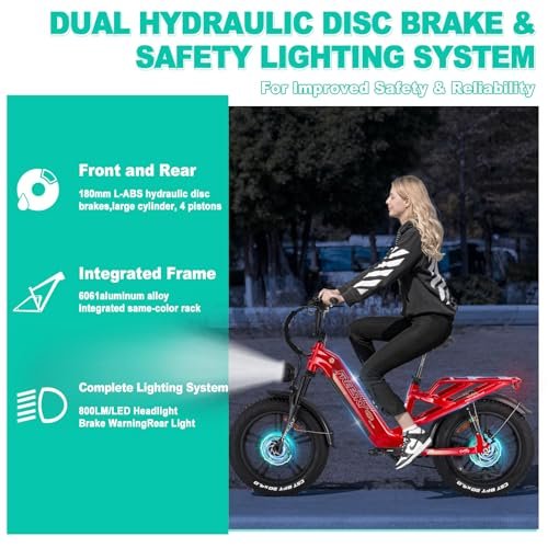 FREESKY Electric Bike for Adults Peak 1200W Motor 48V 20AH Battery with Samsung Cell Step Thru City Ebike up to 32MPH& 90Miles Hydralic Brakes Fat Tires Full Suspension Ebike Upgrade NFC System - Image 3