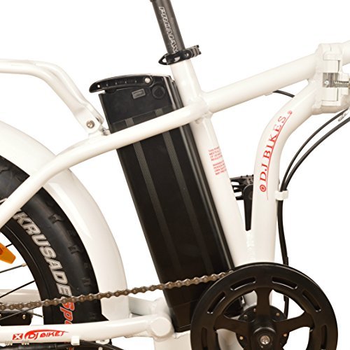 DJ Folding Bike 750W 48V 13Ah Power Electric Bicycle, Pearl White, LED Bike Light, Suspension Fork and Shimano Gear - Image 5