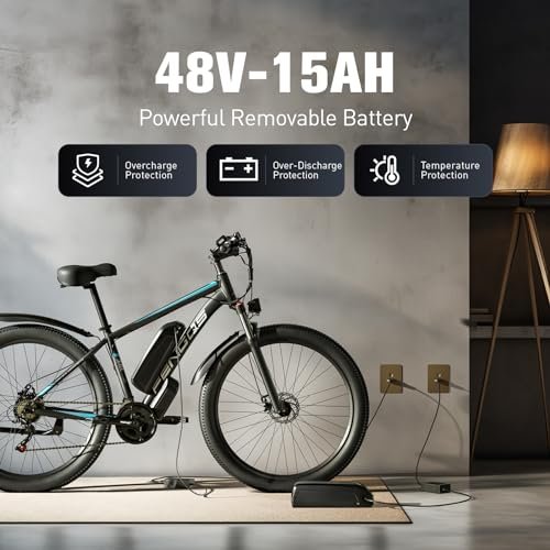 Electric Bike for Adults with 1000W Peak Motor 27.5″ Electric Bicycles 48V15AH Removable Battery Ebike,32MPH Mountain Bike 21 Speed Ebikes,Front Suspension Electric Bikes - Image 4