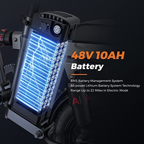 ENGWE Folding Electric Bike for Adults Teens, 14″ Fat Tire City Commuter Ebike, Mini Electric Bicycle with 350W (Peak 600W) Motor 48V 10AH Removable Battery Max 20MPH 37Miles - Image 7