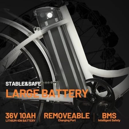 ECOTRIC Citycruiser Electric Bike 26″ E Bike 350W Motor Bicycles Removable 36V 10AH Lithium Battery Commute Step-Through Ebike Moped for Adults with Basket Shimano 7 Speed Gears