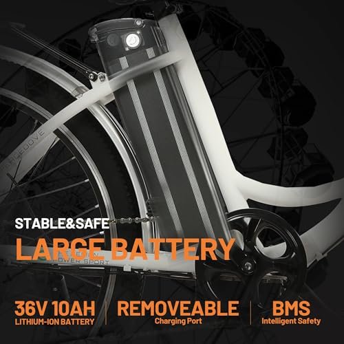 ECOTRIC Citycruiser Electric Bike 26″ E Bike 350W Motor Bicycles Removable 36V 10AH Lithium Battery Commute Step-Through Ebike Moped for Adults with Basket Shimano 7 Speed Gears