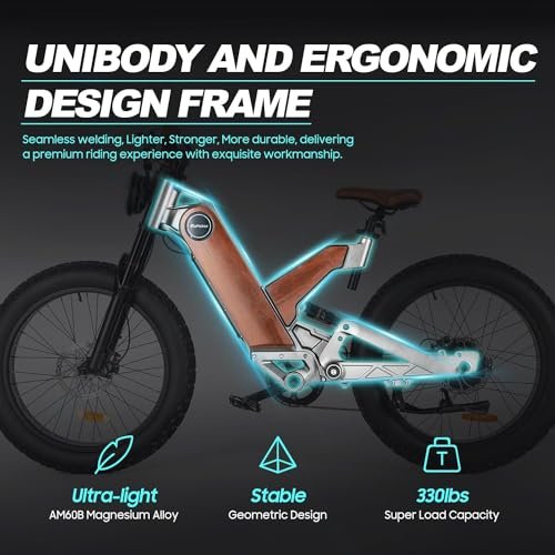 Eahora P5 Plus (Upgraded) Peak 1000W 20Ah Ebike for Adults, 28+mph 80-120Miles Full Suspension Electric Mountain Bike Unibody Magnesium Alloy Frame City Electric Bike for Multiple Scenarios - Image 6