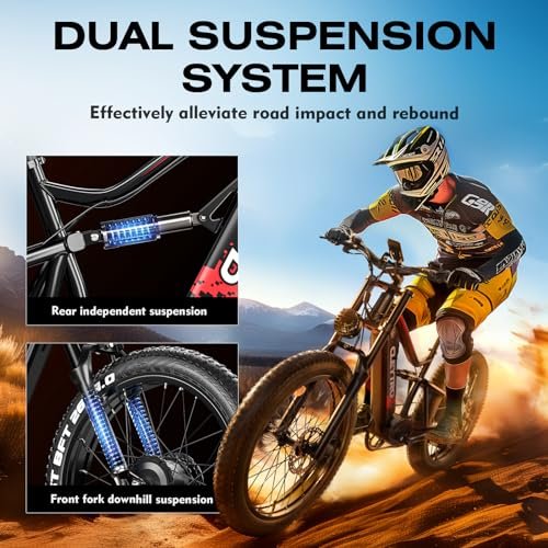 Electric Bike for Adults,1500W/750W,52V 21/19Ah 32-37MPH, 30-60Miles Range 26”Fat Tire Electric Bike Beach Snow Mountain Bike, Dual Hydraulic Disc Brakes Electric Bike Full Suspension