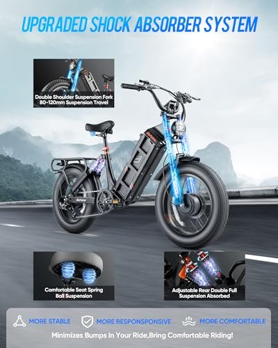 2000W Dual Motor Ebike, eAhora JulietⅢ (2024 New) 52V 60Ah Long Range Electric Bike Up to 33Mph Fat Tire Electric Bike Full Suspension Electric Bike for Adults - Image 6