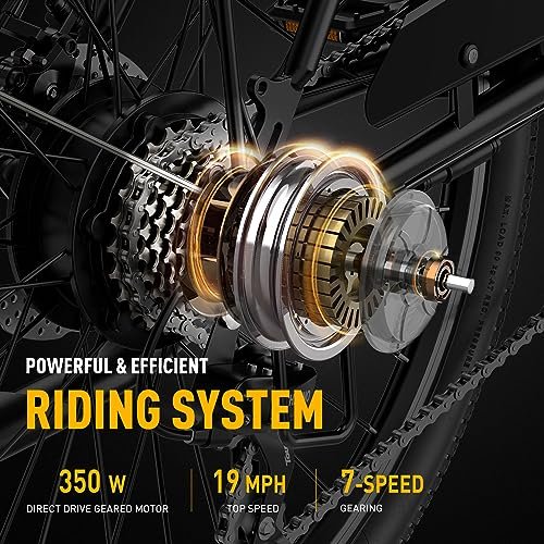 Heybike Cityscape Electric Bike 350W(Peak 500W) Electric City Cruiser Bicycle Up to 40 Miles 23MPH Removable Battery, 7-Speed and Dual Shock Absorber, 26″ Electric Commuter Bike for Adults - Image 3