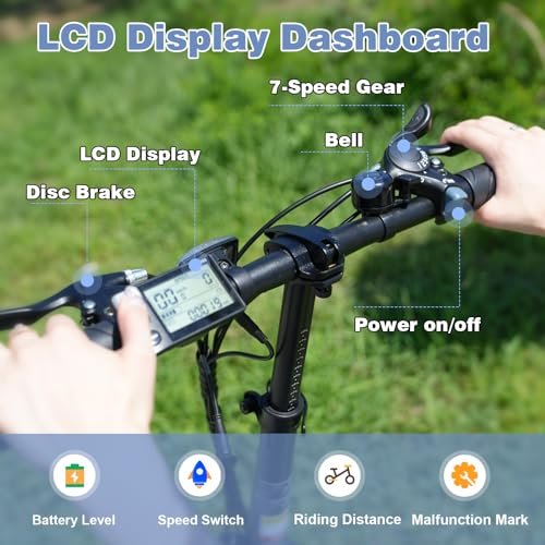 EVERCROSS EK6 Electric Bike 20″ x 4.0 Fat Tire Foldable E Bike with 48V 15Ah Removable Battery, 750W Mountain Adult Electric Bicycle with 7 Gears, 55-100KM Long Mileage - Image 4