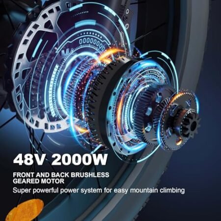 Electric Bike with 35MPH, Dual 1000W Motor,48V 22.4AH Electric Bicycle Full Suspension,26″ Fat Tire Electric Bike Hydraulic Brakes