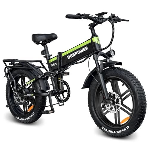 DEEPOWER H20pro Electric Bike, 1000W/2000W 20″ Fat Tire Folding Electric Bicycle, 48V 20Ah Removable High Capacity Battery, 7-Speed, Dual Shock Absorbers, Mountain EBike for Adults with USB Port - Image 6