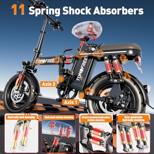 Electric Bike for Adults, City Commuter Foldable Electric Bike 50 Miles, E Bikes for Adults 1000w Motor, 3-Speed Folding Ebike Enjoy Off-Road Riding with Rearview Mirror, LCD Display - Image 6