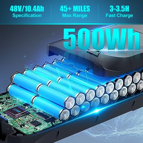 ANCHEER Electric Bike for Adults, 48V 500Wh EBike, UP to 60 Miles, Removable Battery, Fast-Charge, 26″ Commuter Electric Bicycles, 7-Speed, LCD Digital Display, Suspension Fork, Cruise Control, UL2849 - Image 6