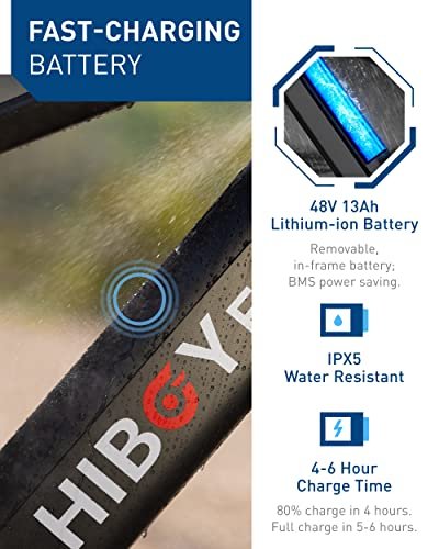 Hiboy P6 Electric Bike for Adults, 28MPH 62.1Miles Range 1000W Peak Motor 48V 13Ah Removable Battery Ebike, 26” x 4.0″ Fat Tire Electric Bicycle, Shimano 7 Speed, Hydraulic Suspension, UL Certified - Image 6