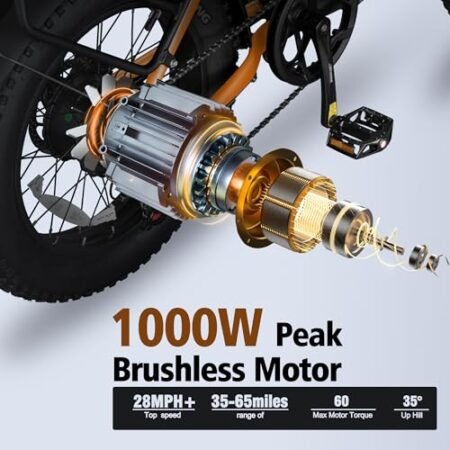 Electric Bike for Adults, 20″ X4 Fat Tire Ebikes with Peak 1000W Brushless Motor, 648Wh Removable Battery, Step-Thru E Bicycle Bike up to 28MPH, 7-Speed, Knight