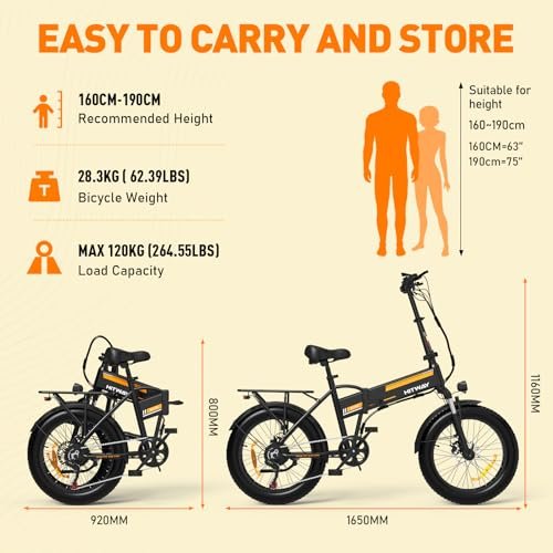 Electric Bike for Adults 20″ x4.0 Fat Tire Electric Bicycle with 750W Motor, Foldable Ebkie with 48V 12AH Removable Battery E Bike Long Range 20-55mile with 7 Gears, UL2849 Certified