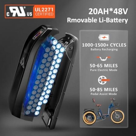 ADDMOTOR Electric Trike for Adults, 750W Rear Motor, Grandtan II Electric Trike, 85MI, 3 Wheel Electric Bikes, 450 lbs, 48V 20Ah Battery, Electric Tricycle, Etrike, Differential & Parking Brake