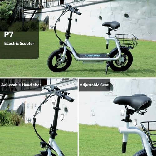 Caroma Peak 1200W Electric Scooter with Seat 14″ Tire, 30 Miles Ranges 20MPH Max Speed, Foldable Electric Scooter for Adults 300 LBS Max Load, E Scooter for Commuting with Basket - Image 3