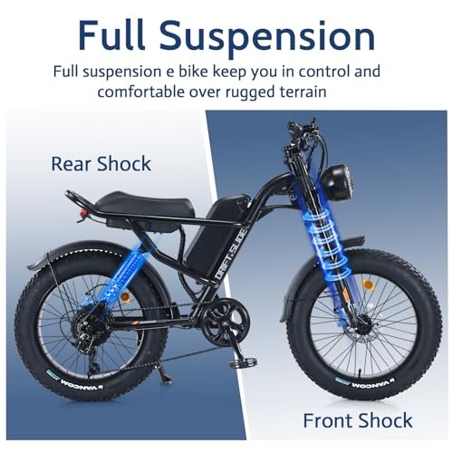 Electric Bike for Adults,Peak 1000W Electric Mountain Bike,28 MPH E Bike with 7-Speed,20 * 4” Fat Tire Ebikes for Adults with Full Suspension - Image 5