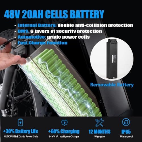 P5 Electric Bike Upgraded Peak 1000W Motor Mountain ebike for Adults 48V 20Ah Removable Battery 24 * 4.0 Fat Tire 32MPH Full Suspension Adult Magnesium Alloy, Brown