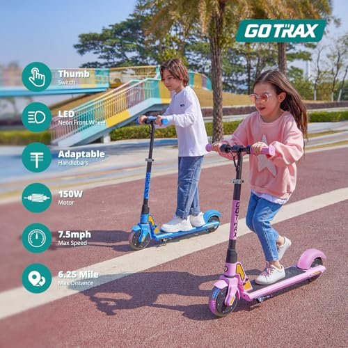Gotrax GKS Lumios Electric Scooter for Kids 6-12, Thumb-Button Control, 150W Motor and 6″ LED Front Wheel Kick Scooter, Up to 6.25 Miles and 7.5mph, UL Certified Kids Electric Scooter - Image 4