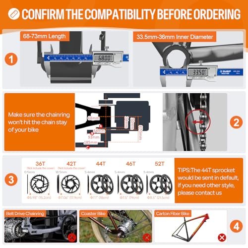 BAFANG 750W Mid Drive Kit with Battery(Optional),Upgraded BBS02B Electric Bike Conversion Kit with Optional Digital Display&44T Chainring for 68-73mm BB Size Commuter Bike,MTB,Tricycle - Image 6