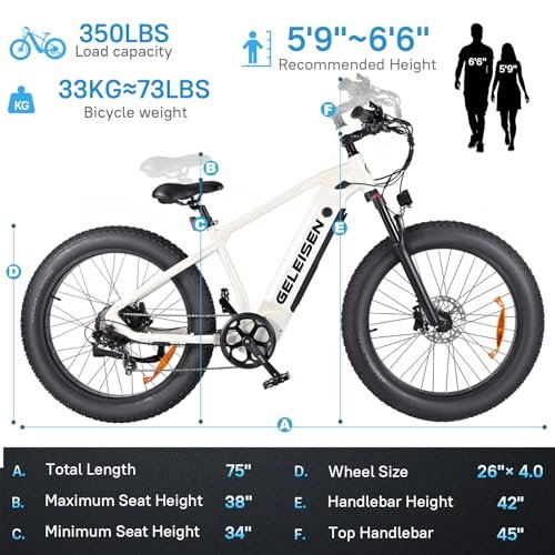 Electric Bike for Adults, 26″ x 4.0 Fat Tire Electric Bicycles with 48V & 17.5AH Removable Battery, 1450W Peak Powerful Motor Ebike, 32MPH Max Speed Electric Mountain Bike with 7-Speed - Image 5