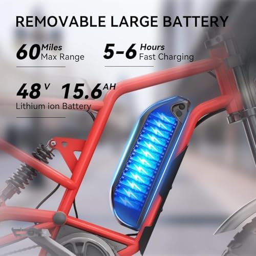 20inch Electric Bike for Adults Fat Tire eBike for Men 48V 28-31mph 40 Miles Long Range All Terrain Off Road Dirt 20″ Men’s Bicycle e Bike Bicycle Bicicleta Electrica e-Bike