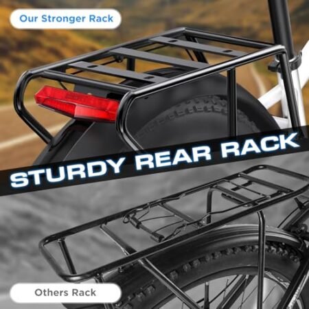 Electric Bike for Adults, 750W Peak Ebike, 25MPH 60Miles Electric Mountain Bike, 26″ Fat Tire Electric Bicycle with 48V 13AH Battery, Rear Rack, Turn Signal, Lockable Suspension Fork,7 Speed