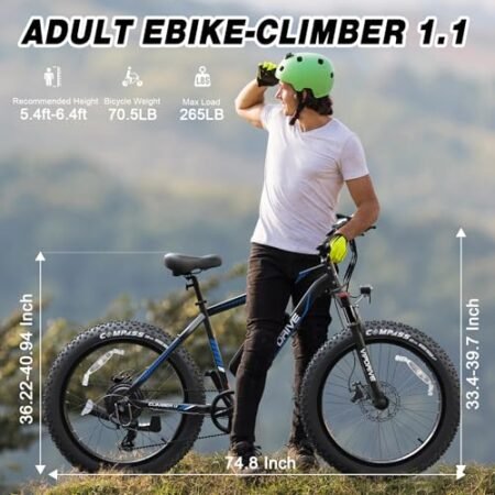 Electric Bike for Adults with 500W Motor, 48V 13AH Removable Battery, 26″ Electric Bicycle Fat Tire E-Bike 22MPH 50Miles Mountain Beach Snow E-Bike, 7 Speed Gear, UL 2849 Certified