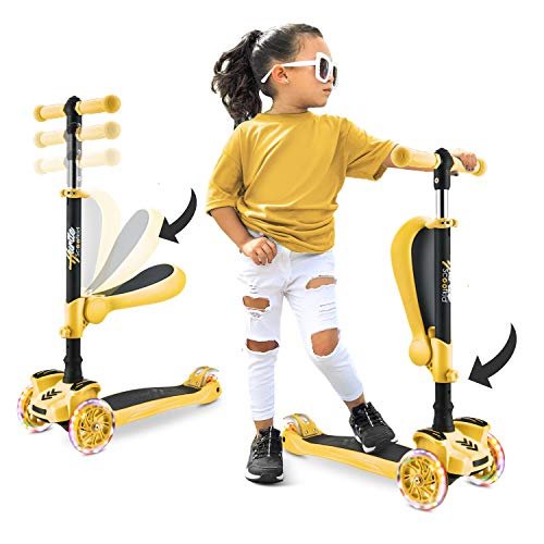 Hurtle 3-Wheeled Scooter for Kids – Wheel LED Lights, Adjustable Lean-to-Steer Handlebar, and Foldable Seat – Sit or Stand Ride with Brake for Boys and Girls Ages 1-14 Years Old - Image 6