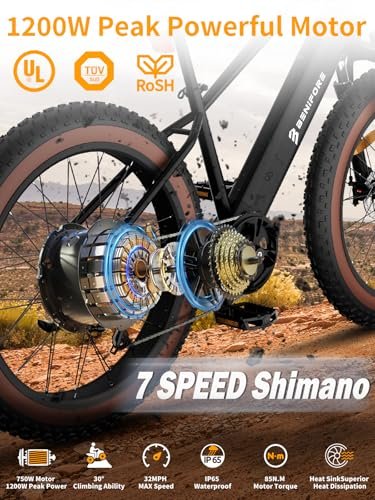 Electric Bike for Adults 1200W Peak Motor,28mph Max Speed,48V 720Wh Removable Battery Ebike and up to 60Miles,26″ Commuting Electric Mountain Bike with 7-Speed and Front Suspension - Image 5