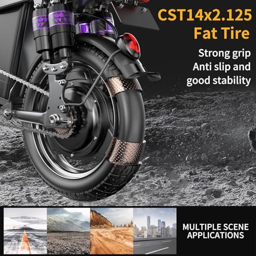 14″ Electric Bike,500W Folding Electric Bicycle Up to 25MPH 30Miles City Commuter Ebike with 48V/13A Large Capacity Removable Battery and Multi-Function Display - Image 4