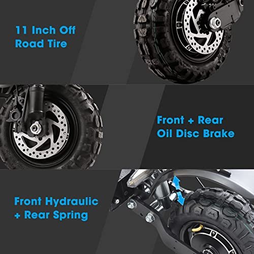 Electric Scooter Adults 50mph, 38.4Ah/28Ah Rechargeable Battery, 5600W Motor, 60/48 Miles Range 11IN Off Road Tire Folding E-Scooter with seat, Up to 50° Climbing Limit, 440LBS Max Load - Image 6
