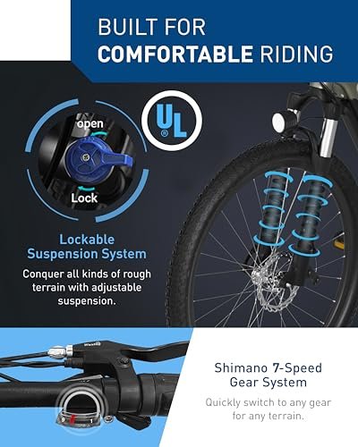 Hiboy P7 Electric Bike for Adults with 800W Peak Motor, 25mph Max Speed, 696 WH Removable Battery Ebike, 27.5″ Electric Mountain Bike with 7-Speed and Front Suspension - Image 6