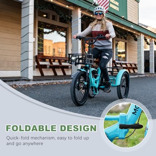 Electric Bike for Adults, Folding Electric Bike Electric Trike, 20” Fat Tire Electric Tricycle, 500W 48V Electric Bikes, Motorized Tricycle Adult Electric Three Wheels Bicycle