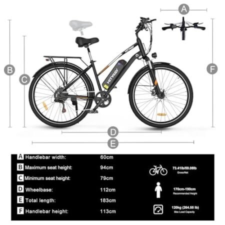 Electric Bike for Adults 28″ E Bike with 500W Motor 36V 15AH Removable Battery Electric Bicycles Range 35-75 Mile with 7 Gears, UL2849 Certified