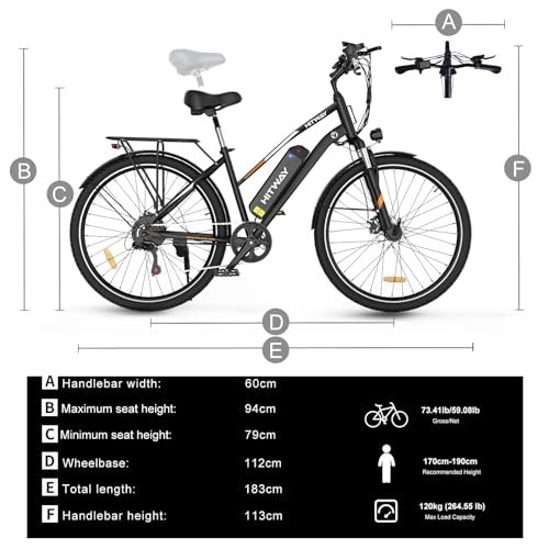 Electric Bike for Adults 28″ E Bike with 500W Motor 36V 15AH Removable Battery Electric Bicycles Range 35-75 Mile with 7 Gears, UL2849 Certified