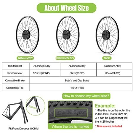 BAFANG 48V 500W Front Hub Motor Electric Bike Conversion Kit for 700C Wheel Drive Engine with Display with Battery (DM03,Rear Battery 48V 17.5Ah)