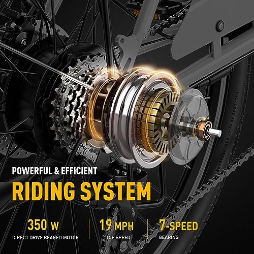 Heybike Cityscape Electric Bike 350W(Peak 500W) Electric City Cruiser Bicycle Up to 40 Miles 23MPH Removable Battery, 7-Speed and Dual Shock Absorber, 26″ Electric Commuter Bike for Adults - Image 6