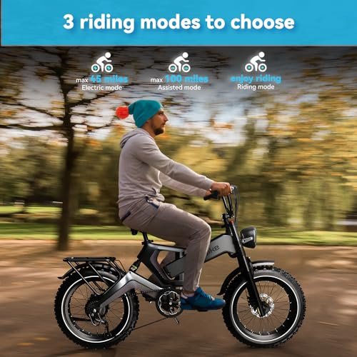 1500W Peak Electric Bike for Adults, 48V 25AH Removable Battery, 30+MPH, 80-100Miles Long Range Foldable Electric Bike, 20″x4.0″ Fat Tire, Magnesium Alloy All Terrain Ebike, Hydraulic Disc Brake - Image 4