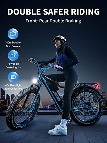 Electric Bike for Adults,Upgraded 48V 20Ah Removable Battery,Peak 1000W Powerful Motor,70Mi Long Range,26″x4″ Fat Tire,UL Certified 7-Speed - Image 6